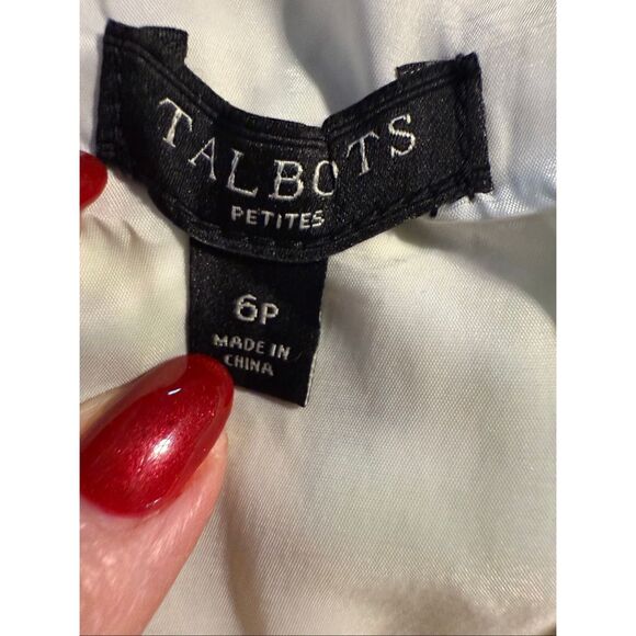 Talbots Size 6 Petite Faux Wrap Sleeveless A-Line Dress Green Ombre Leaf Print - Picture 11 of 12